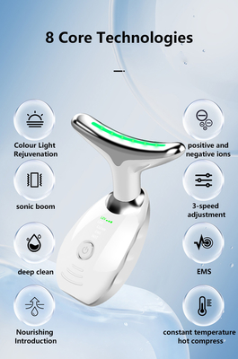 Massageur de levage du visage et du cou en acier inoxydable ABS avec LED-therapie et bouchons Type autre
