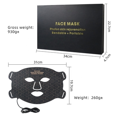 40*29.5cm Masque facial à LED 4 couleurs Lumière Photon Traitement de l'acné Blanchiment de la peau en silicone