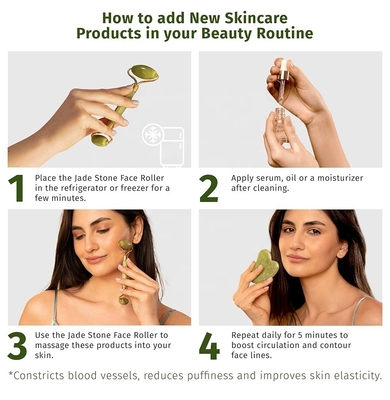 Anti-âge de la pierre naturelle rose blanche mini peau du visage personnalisée boîte magnétique emballage rouleau de jade vert