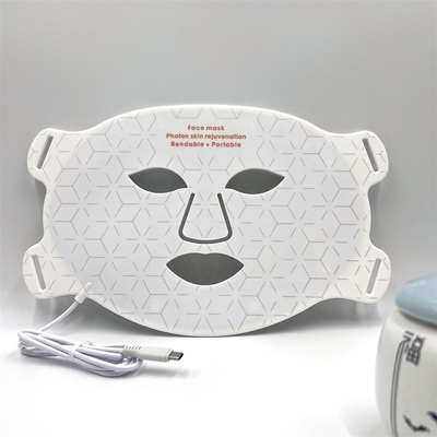 Masque facial portable en silicone à LED, soins de la peau 4 couleurs, élimineur de rides pour le cou et la gorge