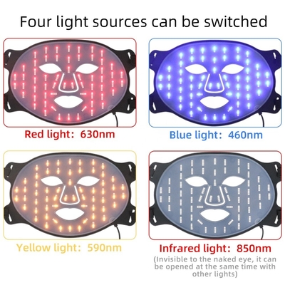 Masque facial portable en silicone à LED, soins de la peau 4 couleurs, élimineur de rides pour le cou et la gorge