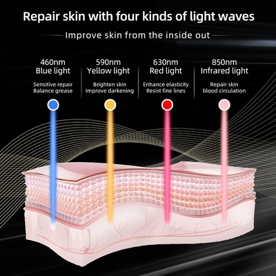 Masque facial portable en silicone à LED, soins de la peau 4 couleurs, élimineur de rides pour le cou et la gorge