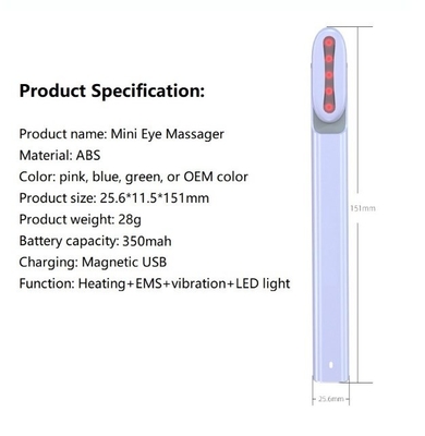 Soins de santé personnels 155*18,3*23,4 mm Rotation Micro-courant Ems Massageur oculaire
