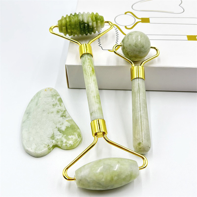 Roller de jade à la maison avec rouleau de glace facial vert de beauté en pierre naturelle Xiuyan et boîte personnalisée