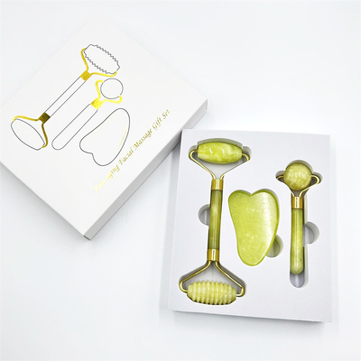 Roller de jade à la maison avec rouleau de glace facial vert de beauté en pierre naturelle Xiuyan et boîte personnalisée