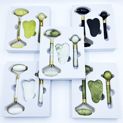 Roller de jade à la maison avec rouleau de glace facial vert de beauté en pierre naturelle Xiuyan et boîte personnalisée