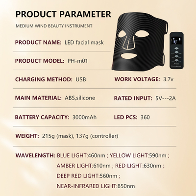 Masque de thérapie faciale à pulsation de lumière photo LED avec solution compacte de soins de la peau à vibration