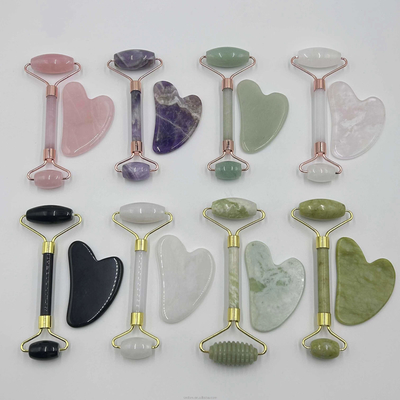 Un jeu de rouleaux en jade de pierre Xiuyan 100% naturel pour le lifting du visage et le raffermissement de la peau