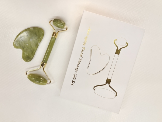 2024 Double-Tête Xiuyan Stone Jade Roller et Gua Sha Set pour les soins de la peau