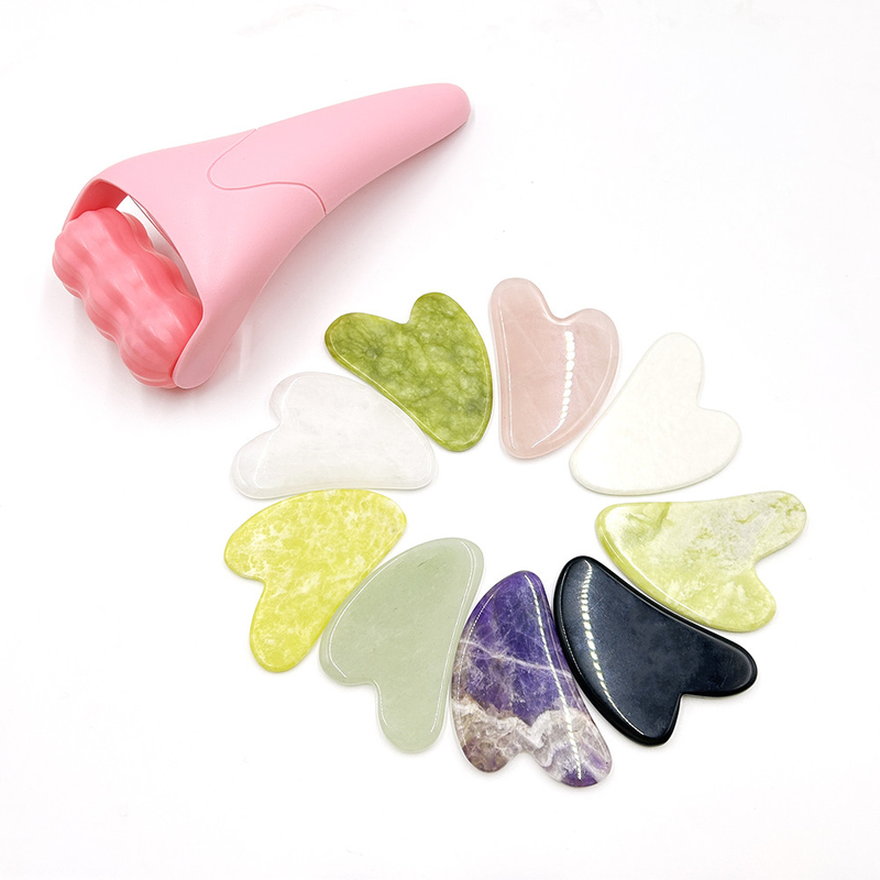 Ruloir de rafraîchissement facial imperméable à l' eau Ruloir de jade naturel Guasha Stone pour le rajeunissement de la peau