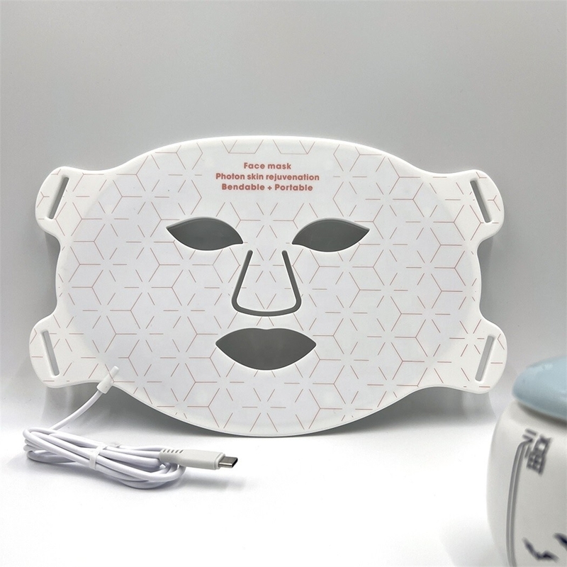 Masque facial portable en silicone à LED, soins de la peau 4 couleurs, élimineur de rides pour le cou et la gorge