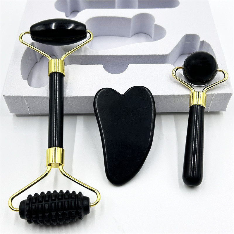 Roller de jade à la maison avec rouleau de glace facial vert de beauté en pierre naturelle Xiuyan et boîte personnalisée